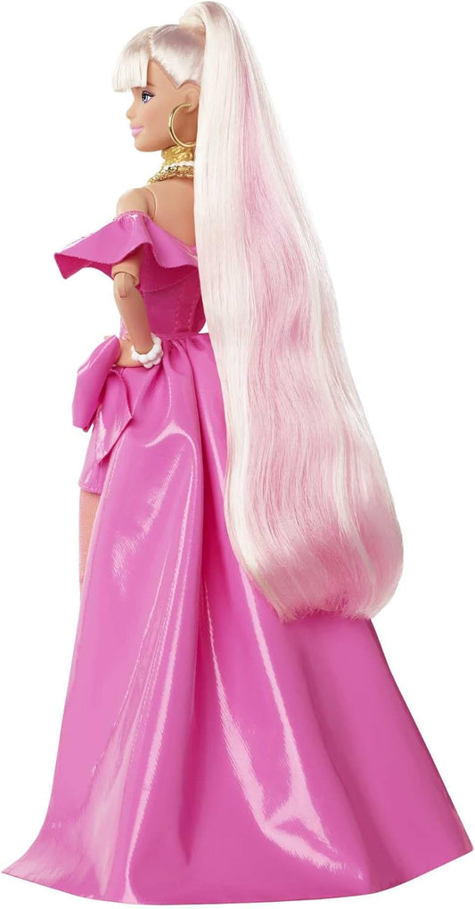 BARBIE BRAND Muñeca extra elegante con vestido rosa brillante, con perro, pelo extra largo y accesorios, articulaciones flexibles, juguete para niños a partir de 3 años, HHN12, multicolor