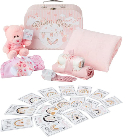 Presentes personalizados para bebês - Caixa de lembranças unissex inclui itens essenciais para bebês recém-nascidos, ursinho de pelúcia, itens essenciais para recém-nascidos e presentes para bebês