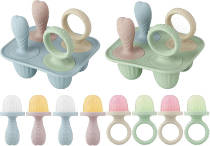 PandaEar Conjunto de 2 Formas de Silicone para Picolé para Crianças, Formas Mini para Picolé de Leite Materno, Forma para Picolé com Palitos e 8 Cavidades, Livre de BPA