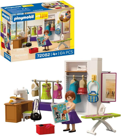Playmobil MyLife Designer de Moda, Ateliê de costura com máquina de costura e 6 looks, Estimula a criatividade, Brinquedo infantil para crianças a partir de 4 anos, 72082