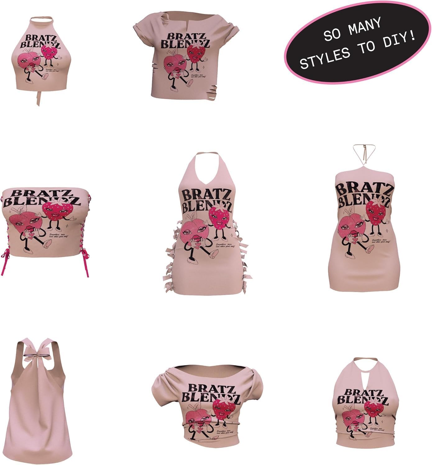 Bratz Stylin' Cloe - Boneca Fashion com Camiseta Personalizável, Acompanha Acessórios, Brinquedo Fofo para Meninas, Rosa