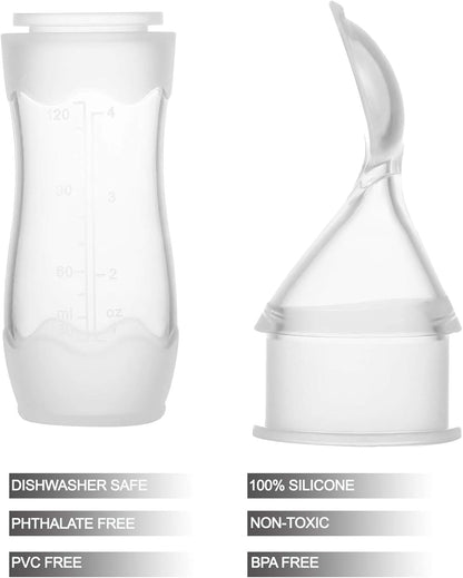 PandaEar (Pacote com 2) Colher Dosadora de Silicone para Papinha de Bebê | Alimentador de Frutas Infantil de 120ml | Ideal para Viagens | Azul