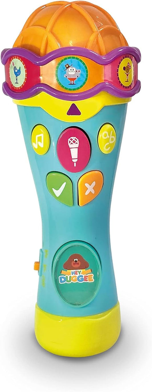 Hey Duggee  Toys HD23 Brinquedo de microfone para crianças - ajuda no desenvolvimento infantil, aprendizado, observação, habilidades auditivas - recursos de tempo de teste e modos de cantar junto, 3 anos ou mais, cinza claro