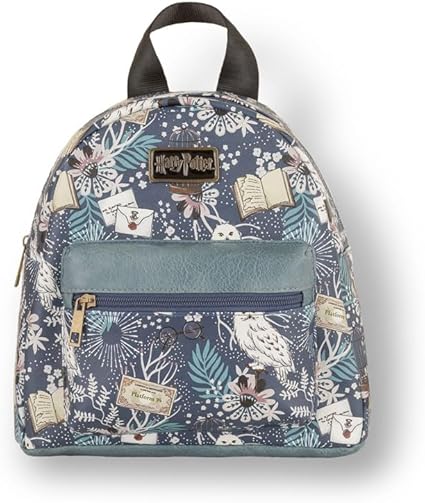 Harry Potter Floral Azul Estampa Hedwig Mini Mochila