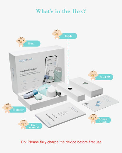 Babytone Baby Sleep Monitor, Meia Inteligente para Bebês que Monitora a Frequência Cardíaca, Nível de Oxigênio e Movimento, Monitor de Pés para Bebês Vestível com APP Bluetooth para Recém-nascidos de 0 a 36 Meses
