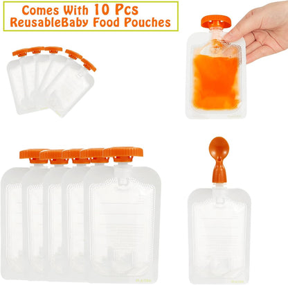 PandaEar Estação de aperto para armazenamento de papinhas em sachê, máquina de encher sachês com 10 unidades, estação de enchimento para bebês e crianças pequenas.