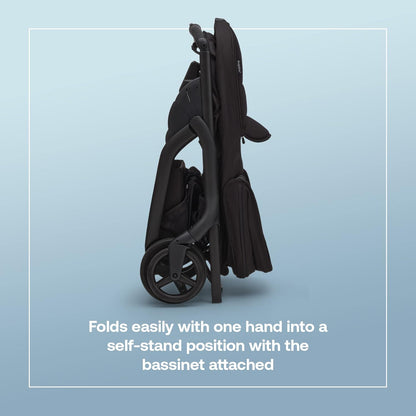 Berço Bugaboo Dragonfly, alcofa com colchão arejado e avental, dobra fácil com uma mão com carrinho de bebê em qualquer posição, carrinho Dragonfly City compatível, preto meia-noite
