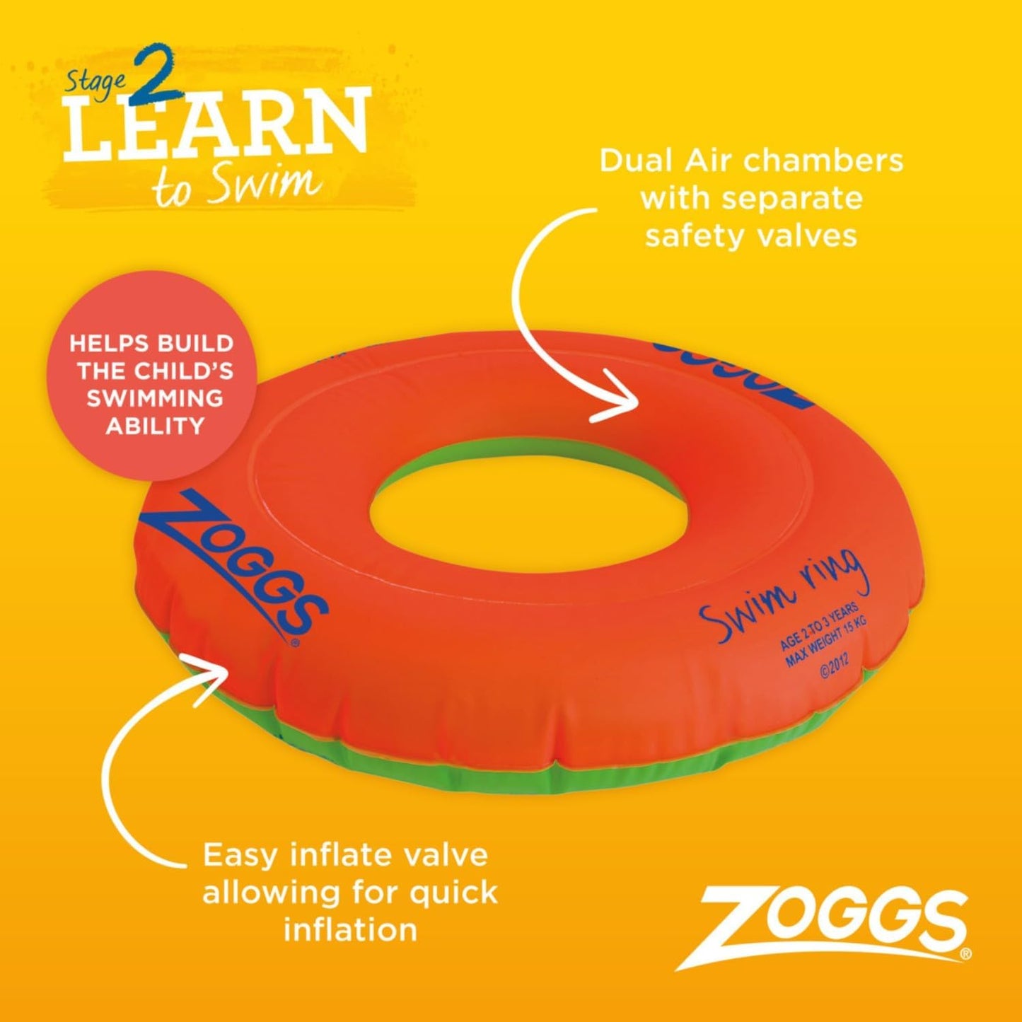 Zoggs Anel de natação Kids, flutuador de piscina