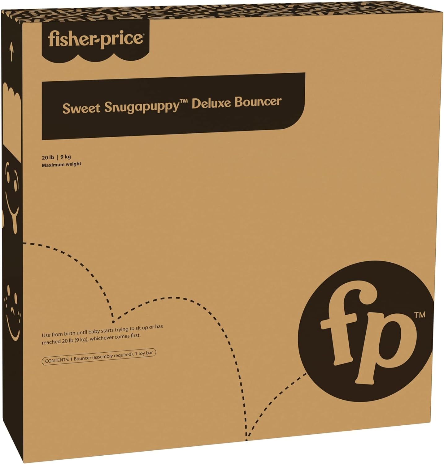 Fisher-Price Sweet Snugapuppy Hamaca de lujo, asiento portátil para bebé con móvil colgante, música y vibraciones relajantes