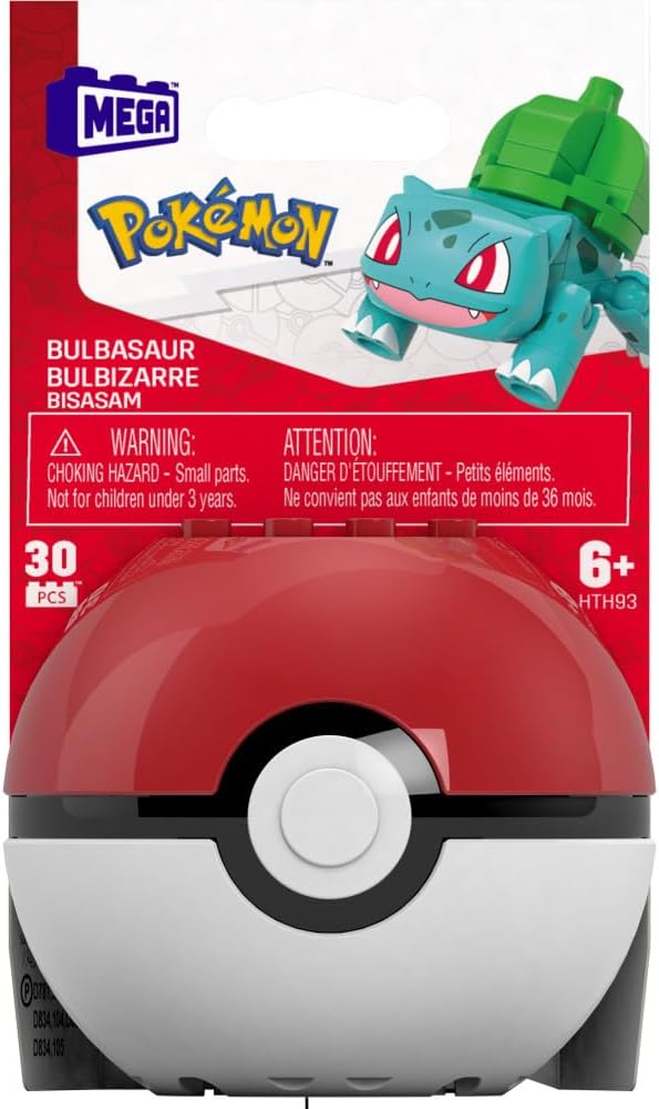 Mega Brands Pokémon Construx em Pokébola – Séries Evergreen e Generations (Bulbasaur)