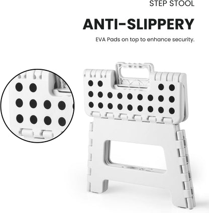 PandaEar Banquinho dobrável, 19 cm, leve e dobrável, ideal para crianças, perfeito para cozinha, banheiro, casa e quarto. Resistente e fácil de usar. Cor: Branco.