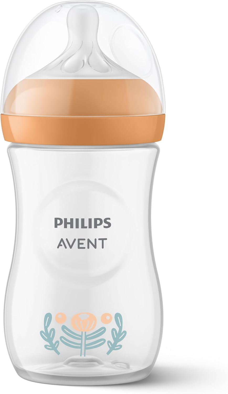 Philips Mamadeira Avent Natural Response – 260 ml, com bico de fluxo médio (fluxo 3), estampa de plantas da floresta, SCY903/74