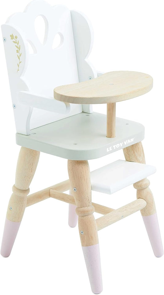 Le Toy Van - Brinquedo educacional de madeira, dramatização, linda boneca, cadeira alta | Cadeira alta de brinquedo para meninas e meninos - para maiores de 3 anos