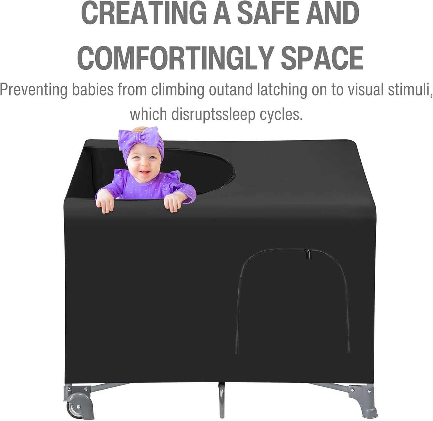 PandaEar Capa de proteção contra opacidade para berço portátil, capa protetora contra opacidade para berço portátil, tenda de proteção contra opacidade respirável e elástica para berço, para uso interno e externo.