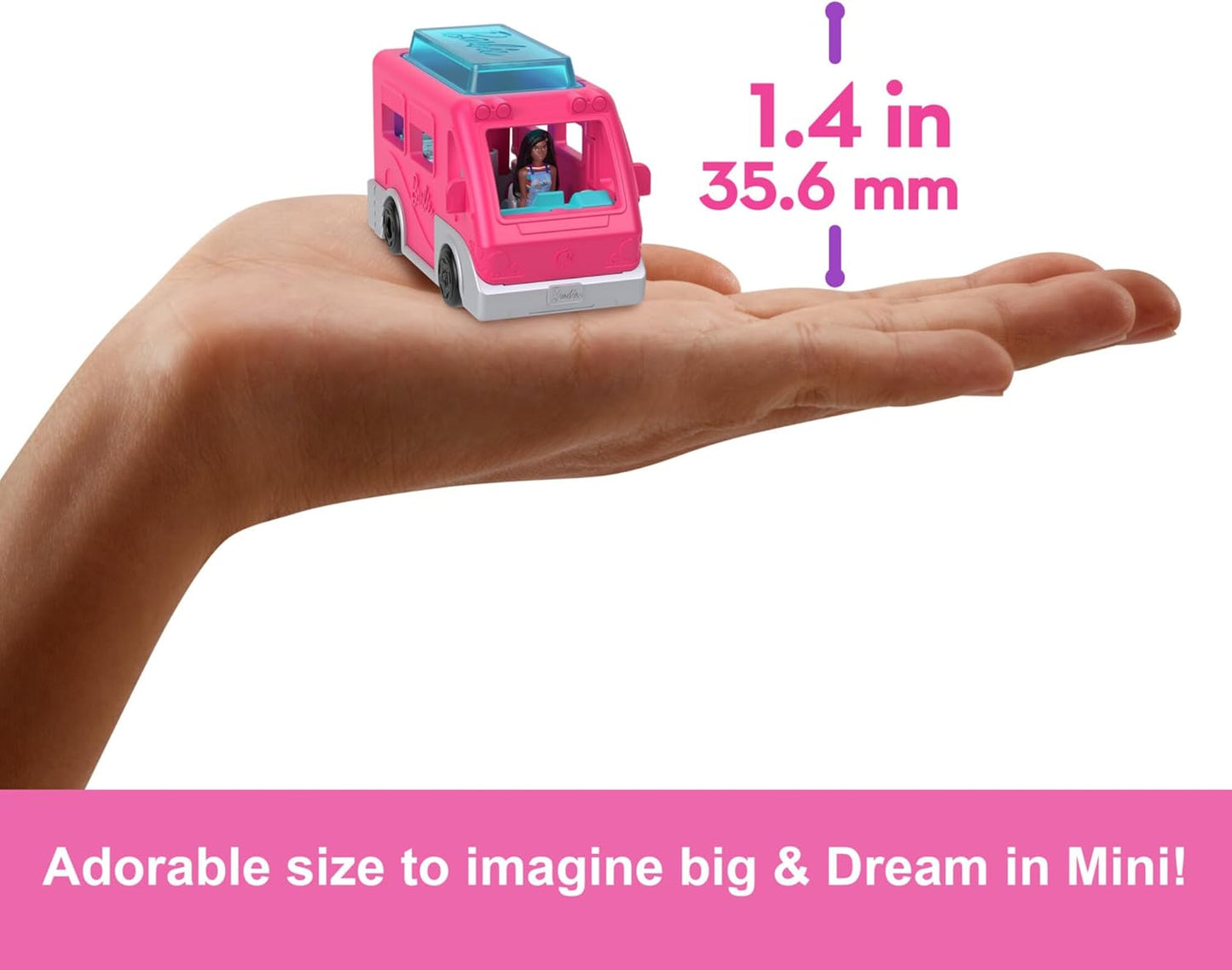 Barbie Conjunto Barbie Mini Land com 4 bonecas de 3,8 cm e 4 veículos icônicos com mudança de cor surpresa, JGL30