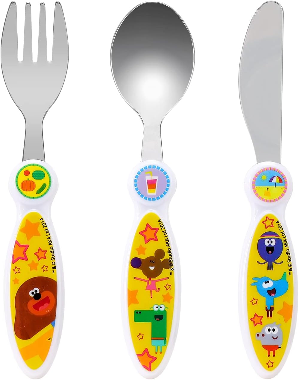 Hey Duggee Juego de cubiertos de 3 piezas para niños pequeños: cuchillo, tenedor y cuchara
