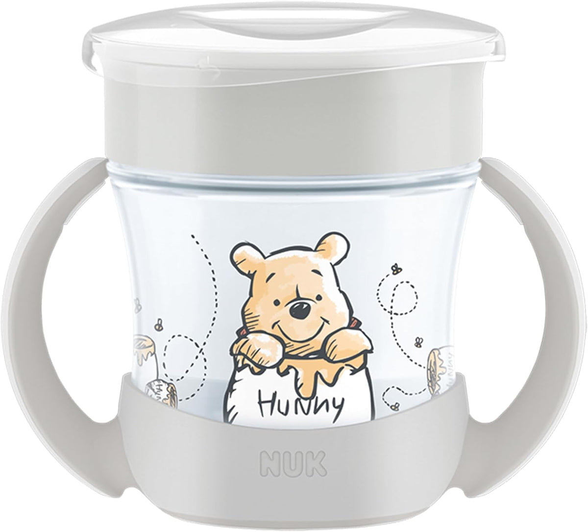NUK Copo de Treinamento Mini Magic Cup | 6+ meses | 160 ml | Borda 360° antivazamento | Copo para crianças pequenas com alças antiderrapantes | Disney Ursinho Pooh | 1 unidade