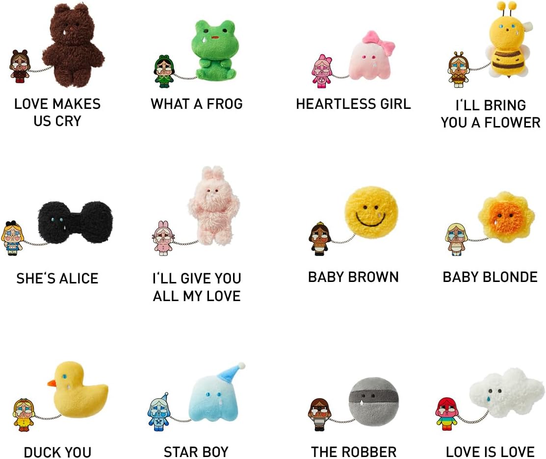 POP MART CRYBABY Crying Again Series - Conjunto completo de bonecos de pelúcia com emblema, design premium, presentes para mulheres, boneco de ação colecionável chique e favorito dos fãs