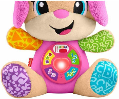 Fisher-Price Brinquedo de Pelúcia Educativo Musical Smart Stages Laugh & Learn JFD35 para Bebês a partir de 6 Meses, Versão Multilíngue: Italiano, Espanhol, Português, Inglês, JFD35