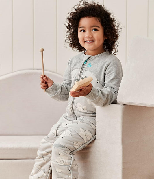 Love To Dream Macacão de dormir com pernas, 6-12 meses - Cinza | Manga comprida, leve, vestível e edredom | 3,5 Tog, ideal para inverno e outono (14–16 °C) | Algodão lavável à máquina e zíper duplo