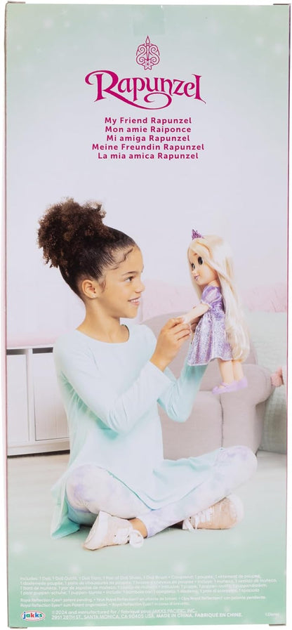 Disney Boneca Princess My Friend Rapunzel 35 cm O novo e lindo traje inclui uma saia com estampa holográfica em tom de platina