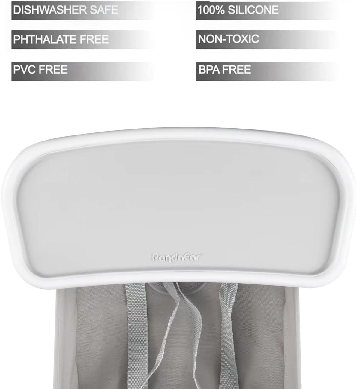 PandaEar Cadeira Alta Portátil para Bebês, Cadeira Alta de Viagem | Dobrável e Compacta com Alças para Uso Interno/Externo | Ideal para Camping, Praia, Jardim | Para Bebês, Crianças, Meninos e Meninas (Cinza com Tapete)