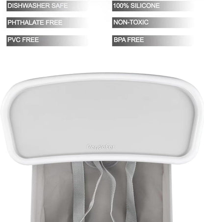 PandaEar Cadeira Alta Portátil para Bebês, Cadeira Alta de Viagem | Dobrável e Compacta com Alças para Uso Interno/Externo | Ideal para Camping, Praia, Jardim | Para Bebês, Crianças, Meninos e Meninas (Cinza com Tapete)
