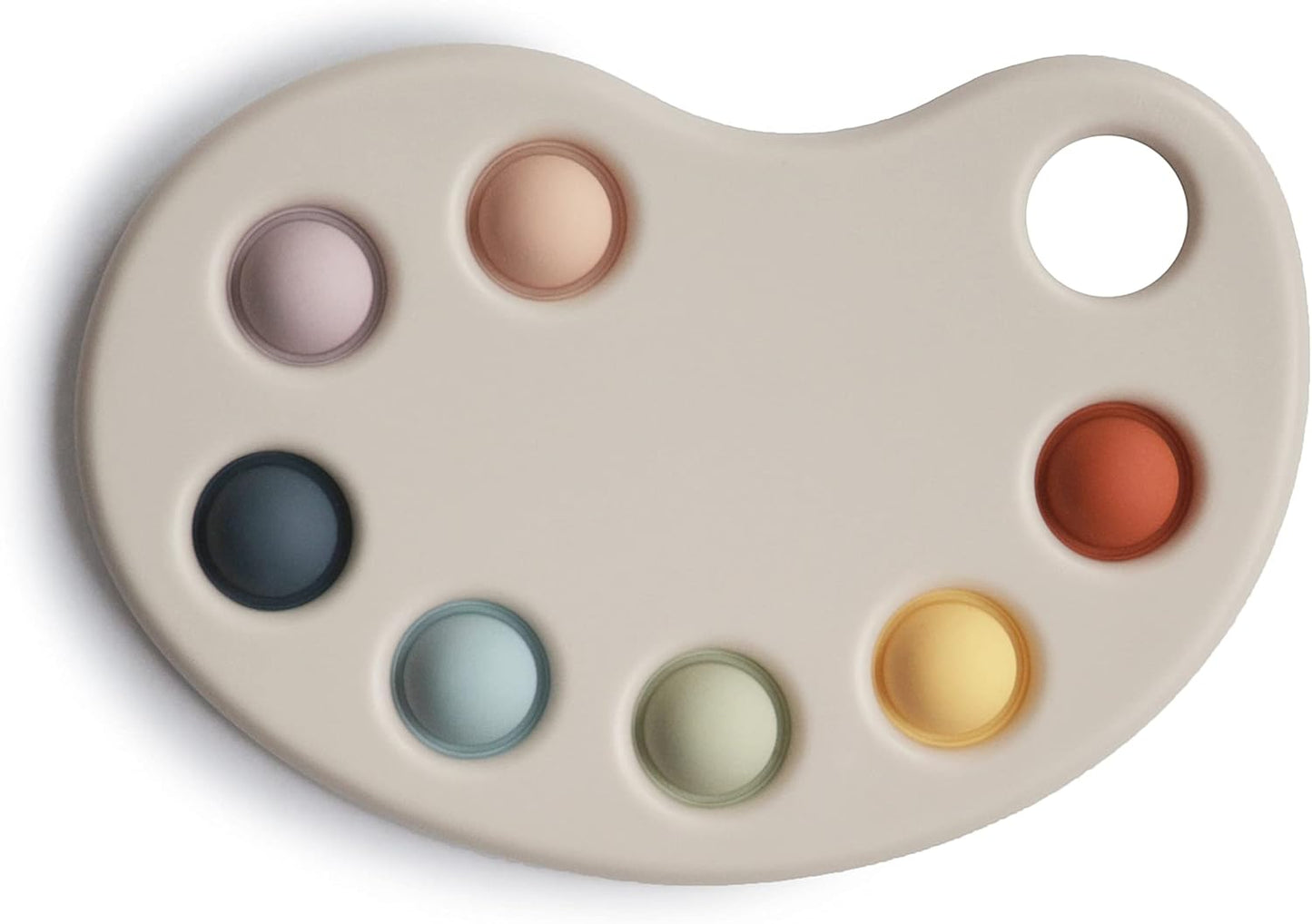 Mushie Brinquedo de apertar | Brinquedo sensorial antiestresse com bolhas | A partir de 10 meses | Brinquedo para aliviar o estresse | 100% silicone de qualidade alimentar e plástico ABS | Design de paleta de pintura (multicolorido)