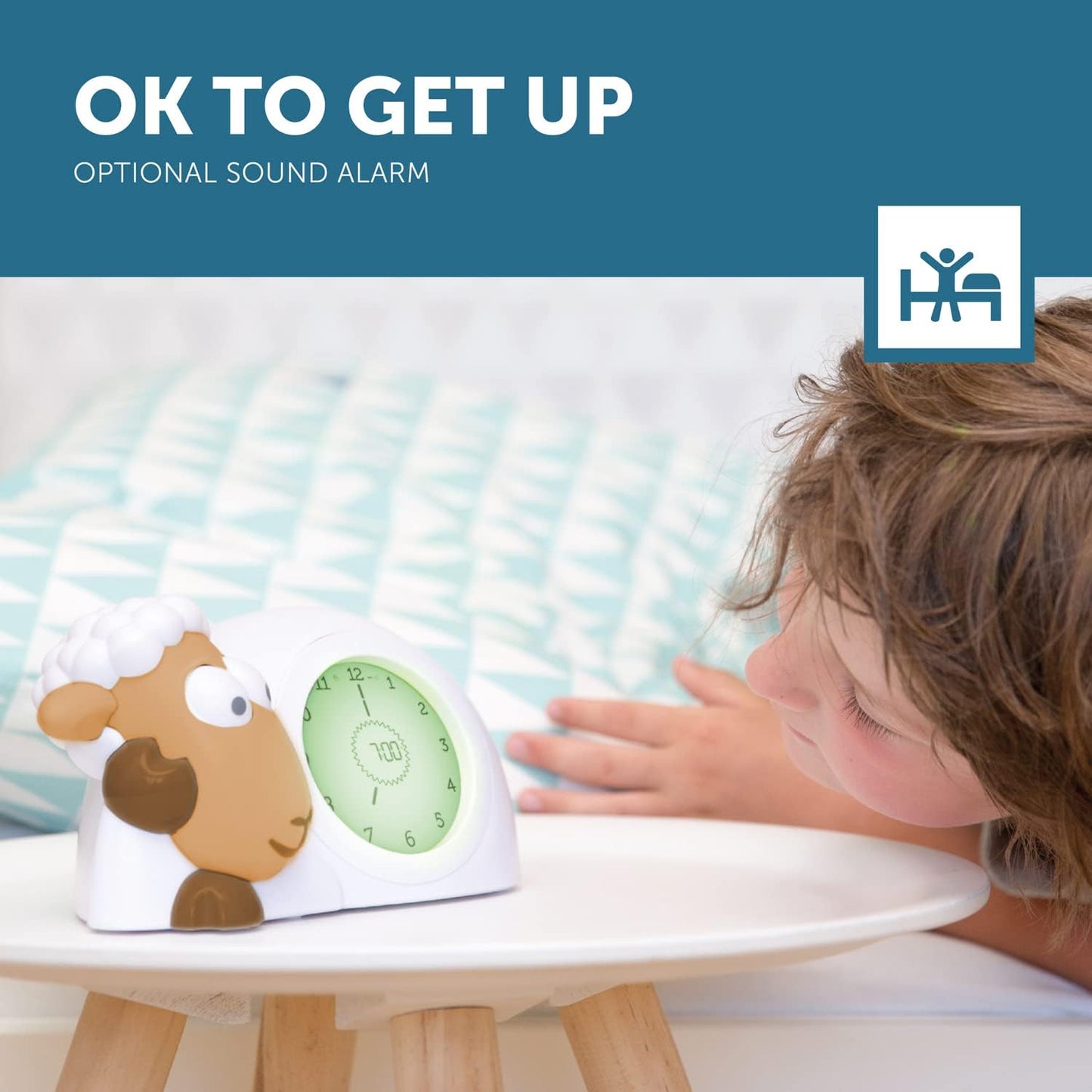 ZAZU Relógio Sam the Lamb - Relógio para treinamento de sono e luz noturna para crianças | Despertador iluminado | Ajuda a ensinar seu filho quando acordar com indicadores visuais | Brilho Ajustável | Desligamento automático