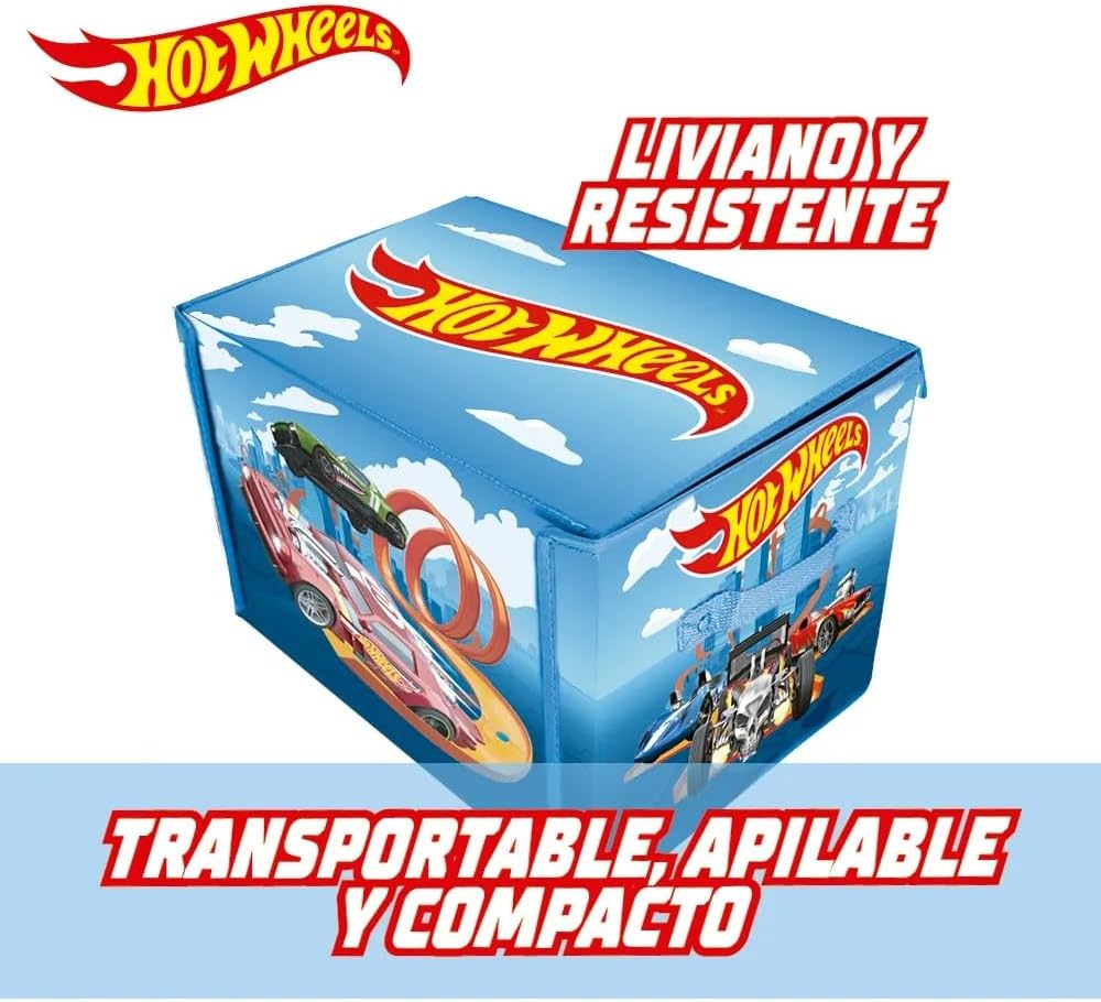 Hot Wheels Caixa de Garagem com Tapete de Brincar - 3 em 1 Caixa de Armazenamento Dobrável para Carrinhos com Pistas de Velocidade | Armazenamento para Carrinhos de Brinquedo (Carrinhos Não Inclusos)