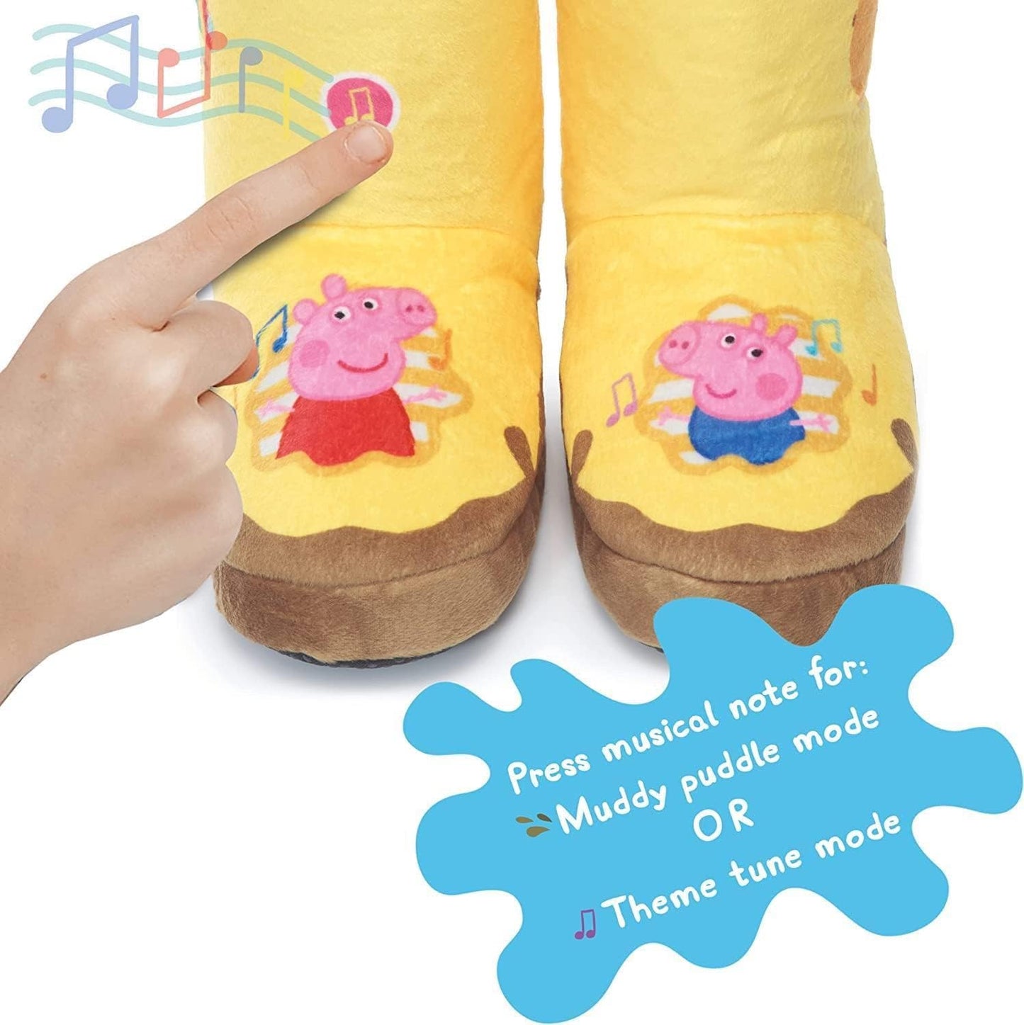 WOW STUFF Peppa Pig Toys Botas para Poças de Lama, Galochas Amarelas Interativas com Som e Música Ativados Enquanto Você Anda ou Corre, Ideal para Brincar de Faz de Conta e se Vestir para Crianças Pequenas