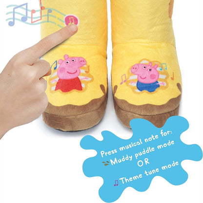 WOW STUFF Peppa Pig Toys Botas para Poças de Lama, Galochas Amarelas Interativas com Som e Música Ativados Enquanto Você Anda ou Corre, Ideal para Brincar de Faz de Conta e se Vestir para Crianças Pequenas