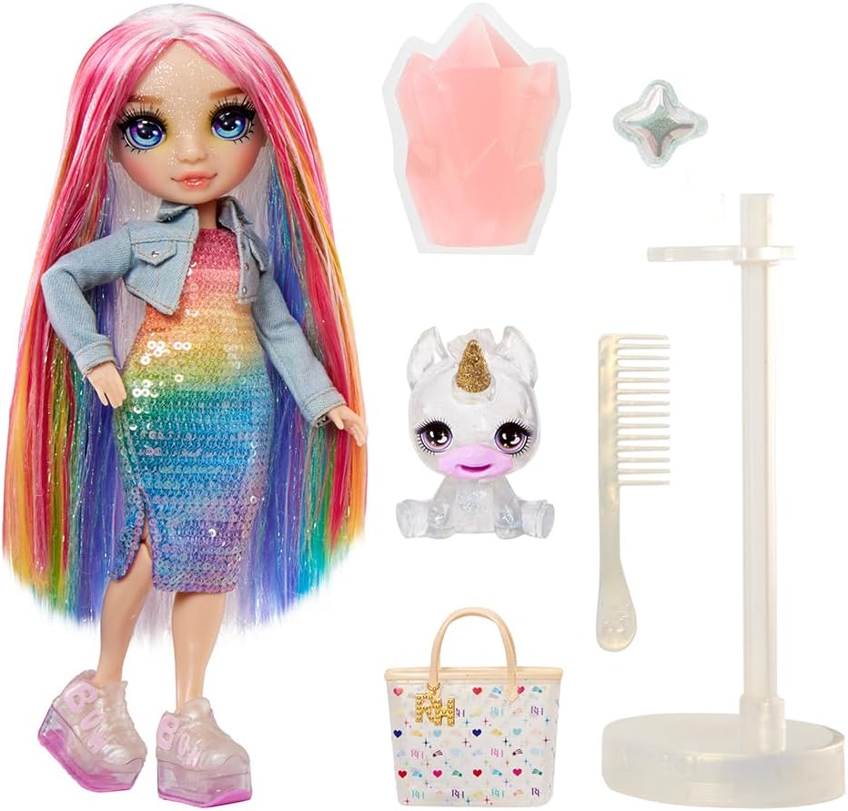 Boneca Rainbow High Fashion com Slime e Pet - Amaya (Rainbow) - Boneca Shimmer de 28 cm com Sparkle Slime, animal de estimação mágico e acessórios de moda - Brinquedo infantil - Ótimo para idades de 4 a 12 anos