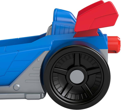 Fisher-Price Imaginext DC Super Friends Metal Force Supermobile - Carrinho de Brinquedo, Figura de Ação do Superman de 7,6 cm e Conjunto de Acessórios, Inclui Lançador e 2 Discos, JFJ69