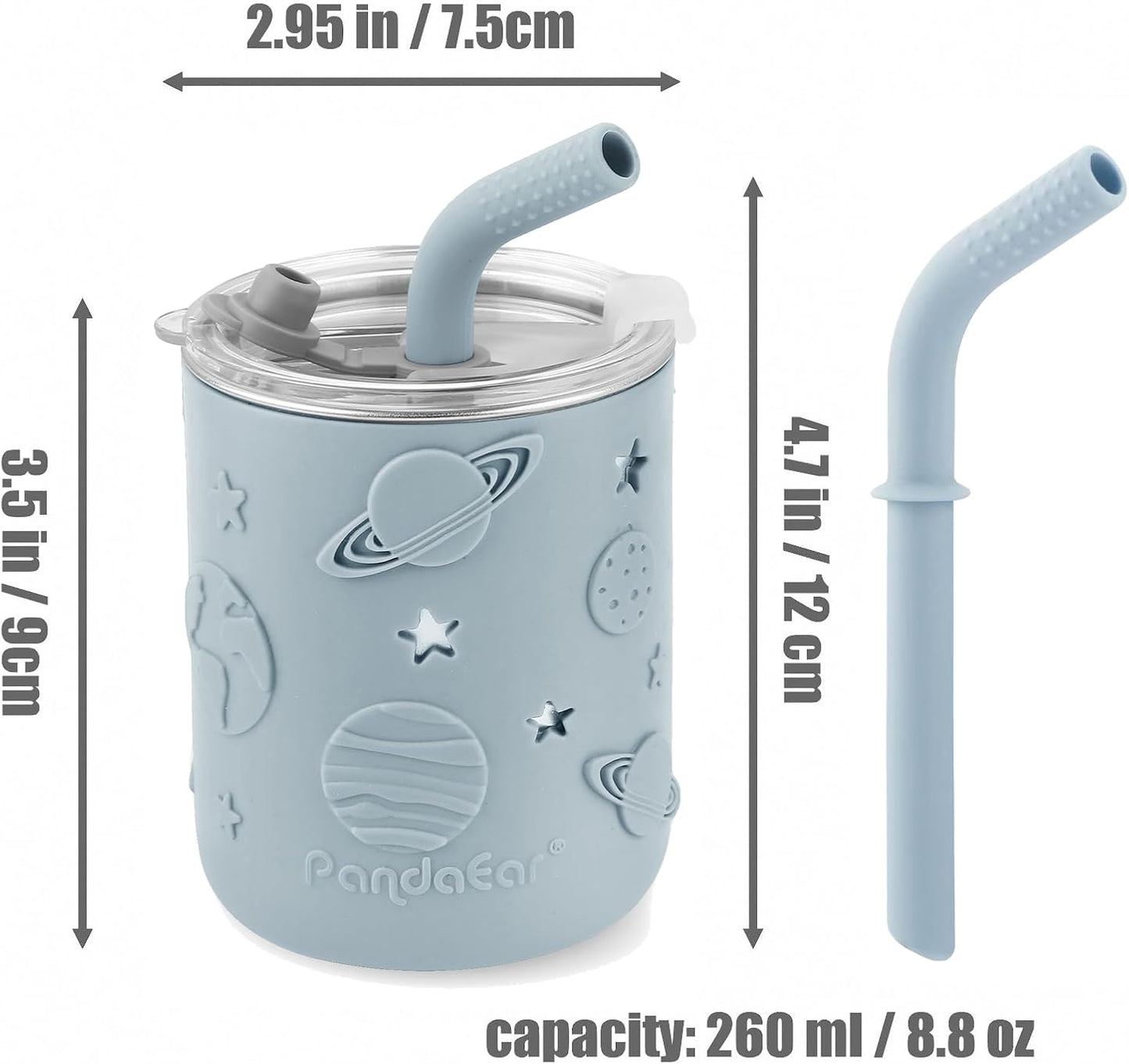 PandaEar Conjunto de alimentação infantil 6 em 1 em aço inoxidável – Conjunto para introdução alimentar com conjunto de jantar de silicone, conjunto de prato infantil, prato dividido com ventosa, tigela, copo de transição com canudo,