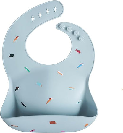 Mushie Babador de Silicone Baby | Babadores Impermeáveis com Ajuste Perfeito | Babadores Fáceis de Limpar para Alimentação do Bebê | 4 Tamanhos Ajustáveis com Bolsos Frontais Fundos | 100% Livre de BPA e Ftalatos