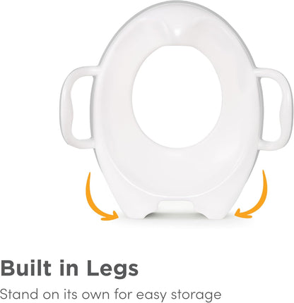 Munchkin Assento sanitário 90342, branco, assento sanitário Munchkin resistente | Assento sanitário para treinamento de penico com alças e pernas | Assento sanitário portátil para crianças pequenas | Cinza