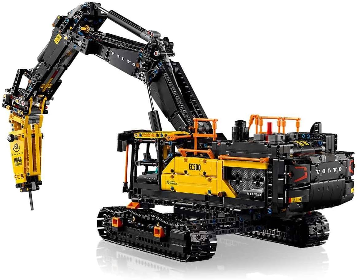 LEGO Technic Escavadeira Híbrida Volvo EC500 - Kit de Modelo de Veículo de Construção Motorizado para Adultos - Inclui Braço Articulado e Esteiras, além de Ferramentas de Martelo e Pá - Ideia de Presente - 42215