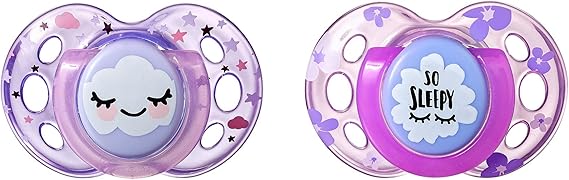 Tommee Tippee 18-36 meses mais perto da natureza Night Time 2 chupetas ortodônticas, modelo sortido sem BPA de silicone branco