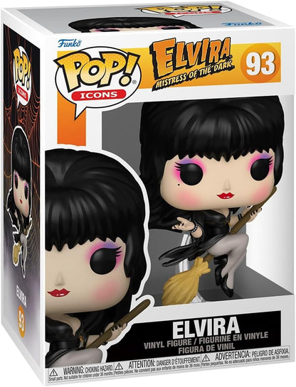 Ícones Funko Pop!: Elvira Mistress Of the Dark – Elvira Mistress Of the Dark Broom - Figura de vinil colecionável - Ideia de presente - Produtos oficiais - Brinquedos para crianças e adultos - Fãs de cinema