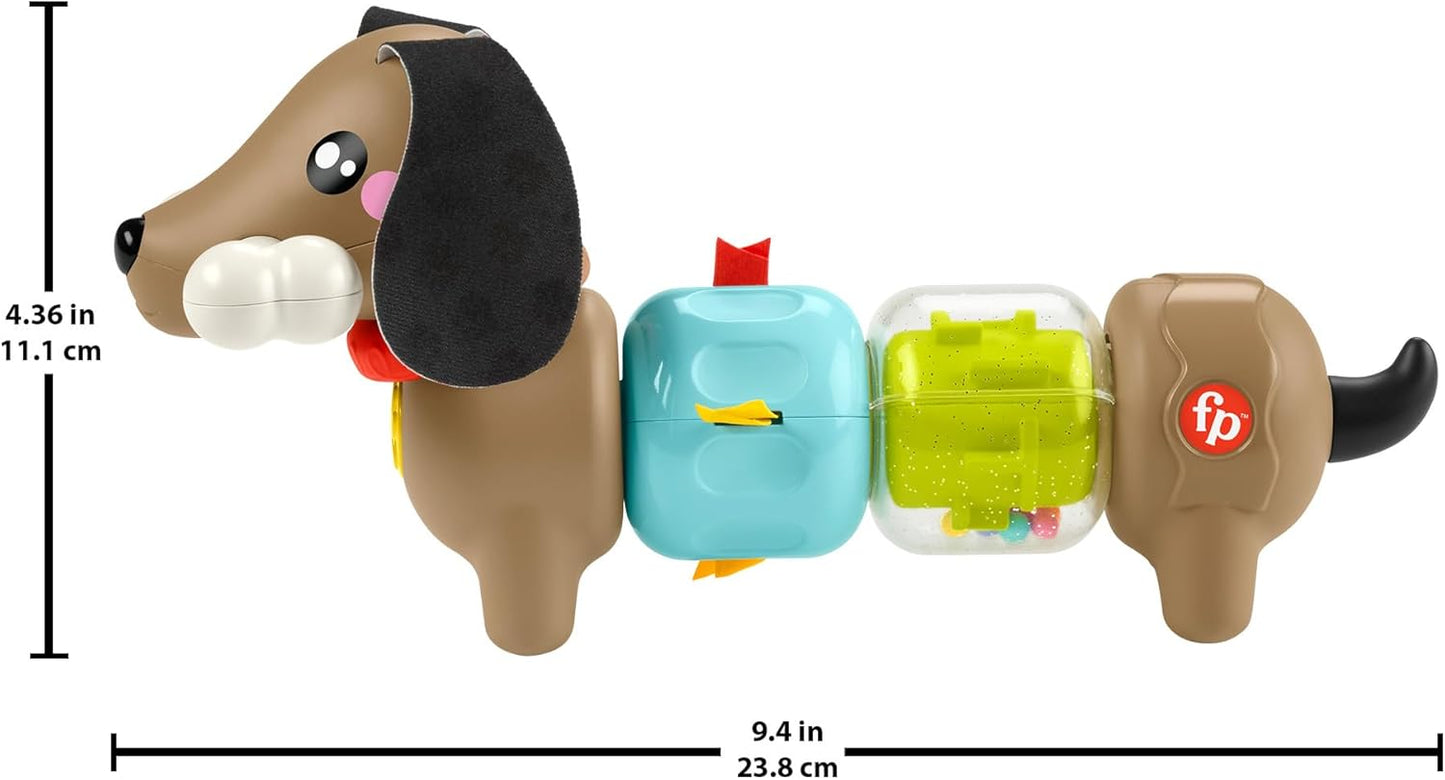 Brinquedo sensorial para bebês Fisher-Price FP Pets Click & Spin, cachorrinho com atividades de coordenação motora fina para bebês a partir de 6 meses, HTW91