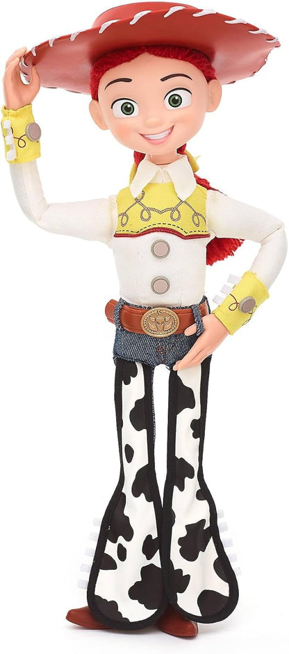 Disney Boneca Jessie Interativa Falante Oficial da Store, Toy Story da Pixar, 36 cm/14", Boneca Cowgirl com Corda para Puxar, Mais de 15 Frases em Inglês, Interage com Outros Personagens, Para Crianças a partir de 3 Anos