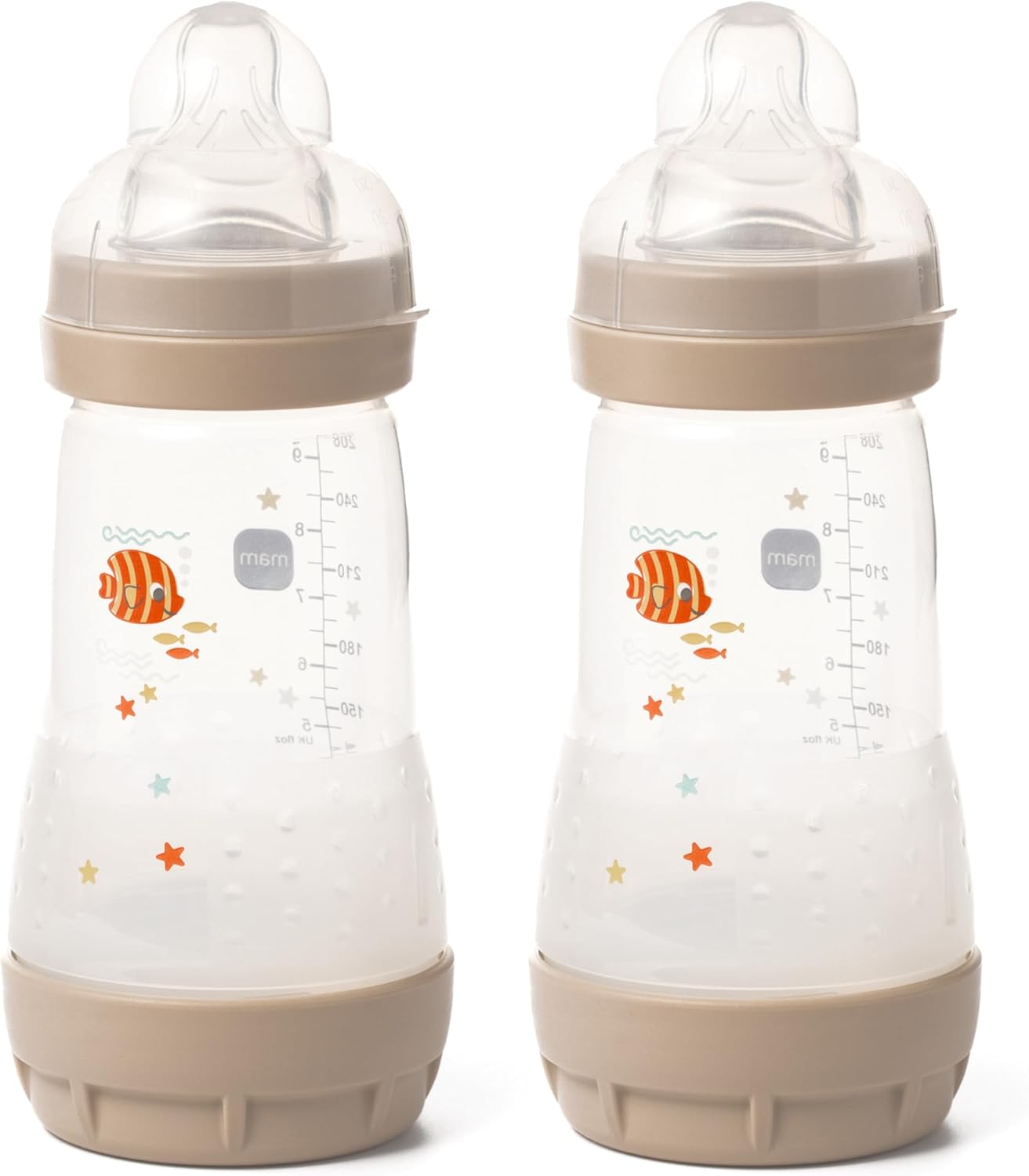 MAM Mamadeiras anticólicas Easy Start | Mamadeira autoesterilizante para leite materno | Tetinas MAM de fluxo médio tamanho 2, itens essenciais para recém-nascidos