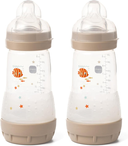 MAM Mamadeiras anticólicas Easy Start | Mamadeira autoesterilizante para leite materno | Tetinas MAM de fluxo médio tamanho 2, itens essenciais para recém-nascidos