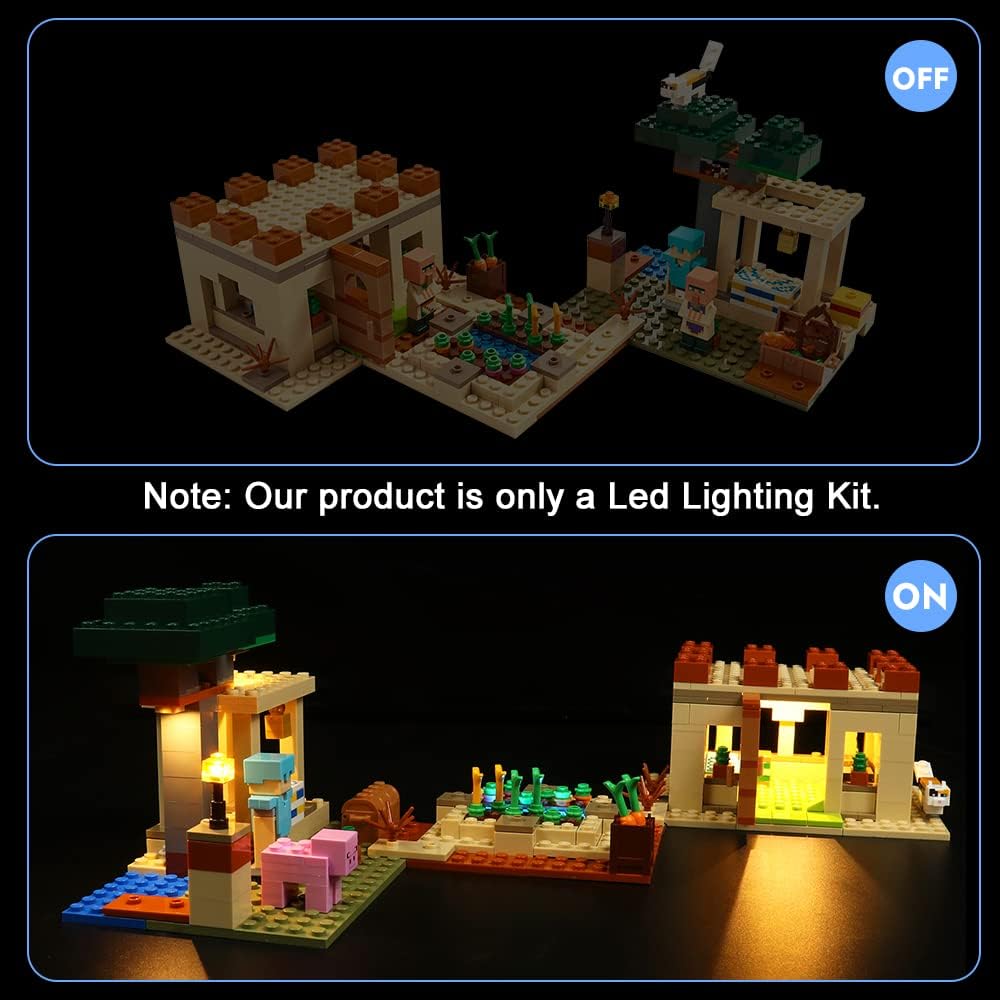 Lego Kit de luz LED para Minecraft Illager Raid, conjunto de iluminação LED para Minecraft Lego 21160 The Illager Raid Village Building - Não inclui modelos