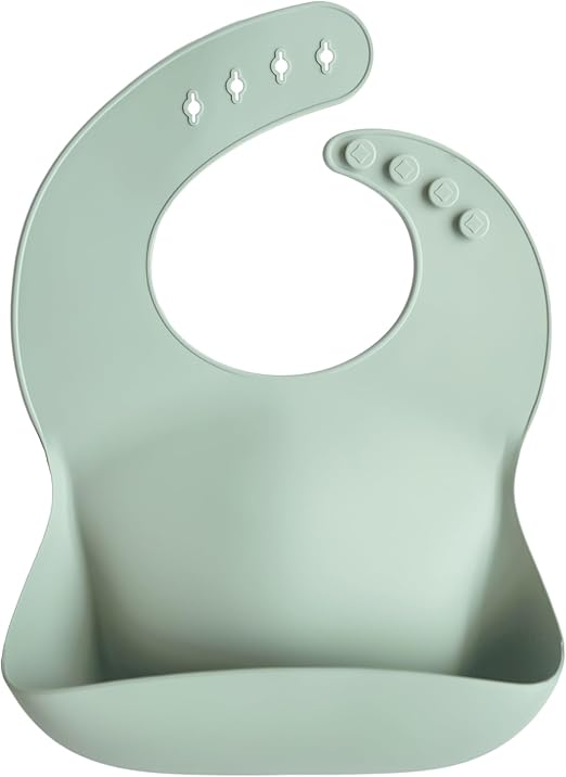 Mushie Babador de Silicone Baby | Babadores Impermeáveis com Ajuste Perfeito | Babadores Fáceis de Limpar para Alimentação do Bebê | 4 Tamanhos Ajustáveis com Bolsos Frontais Fundos | 100% Livre de BPA e Ftalatos
