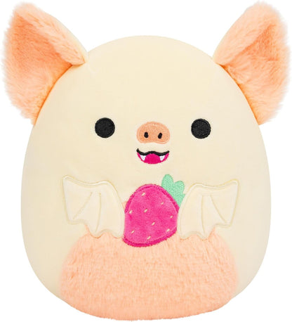 Squishmallows Original de 7,5 Polegadas – Meghan, a Morcego-da-fruta Creme Segurando um Morango – Pelúcia Oficial Jazwares
