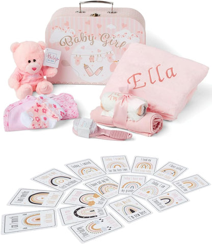 Presentes personalizados para bebês - Caixa de lembranças unissex inclui itens essenciais para bebês recém-nascidos, ursinho de pelúcia, itens essenciais para recém-nascidos e presentes para bebês