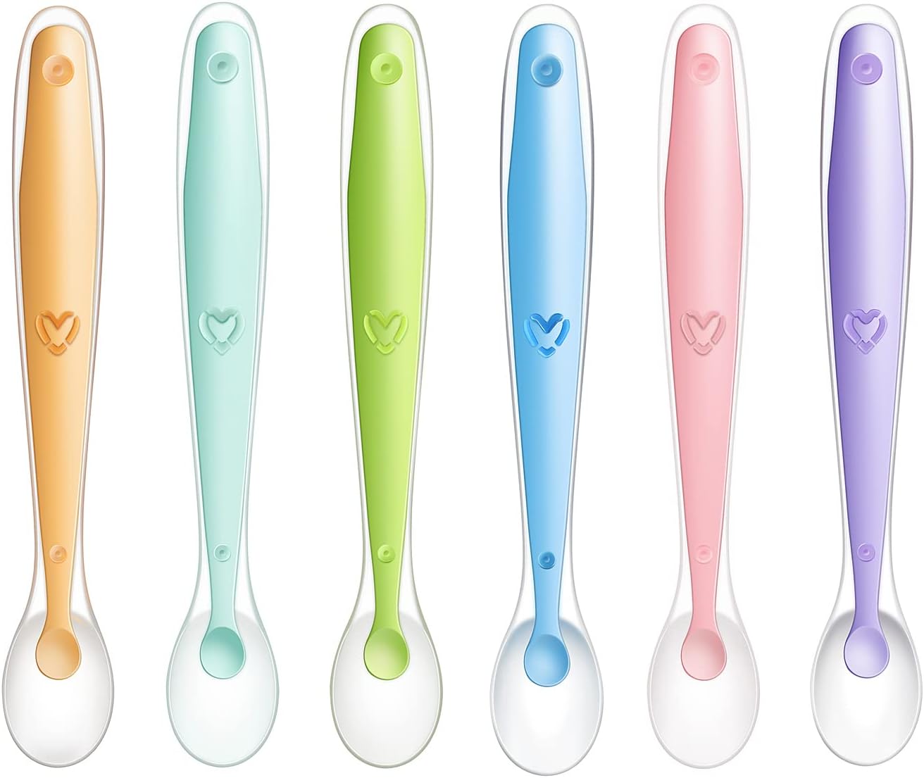 PandaEar Conjunto de 6 Colheres de Silicone Macio para Bebês | Colheres para Alimentação Independente de Crianças e Bebês | Livre de BPA | Não Danifica as Gomas de Leite - Primeira Fase