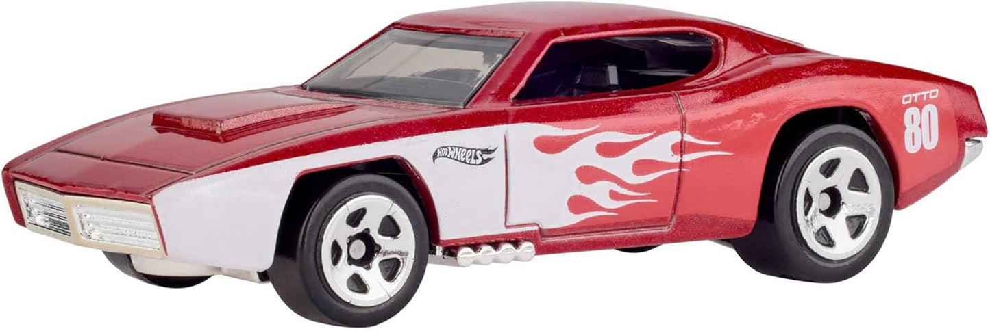 Hot Wheels Carrinhos, Pacote com 5 Carrinhos em Escala 1:64 com Decoração e Embalagem Colecionáveis, Conjunto Comemorativo do 80º Aniversário da Mattel com 5 Veículos, JGK08